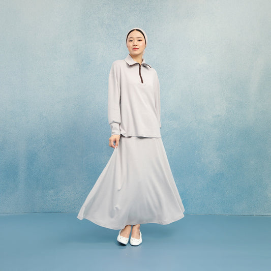 Ava Ash Rose Skirt - Rok Knit A-Line Karet Pinggang | HijabChic