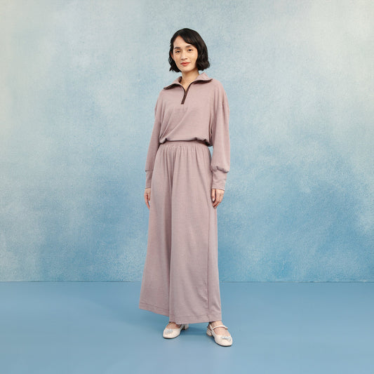 Gana Taupe Pants - Celana Knit Silluet Lurus Karet Pinggang | HijabChic