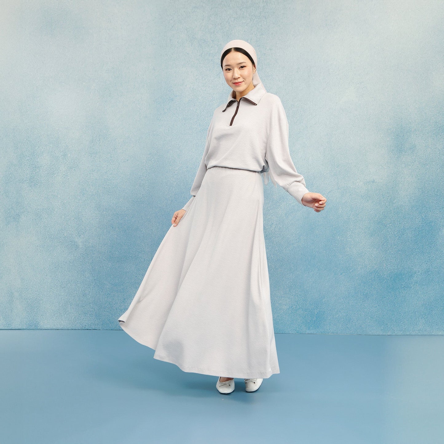 Ava Ash Rose Skirt - Rok Knit A-Line Karet Pinggang | HijabChic