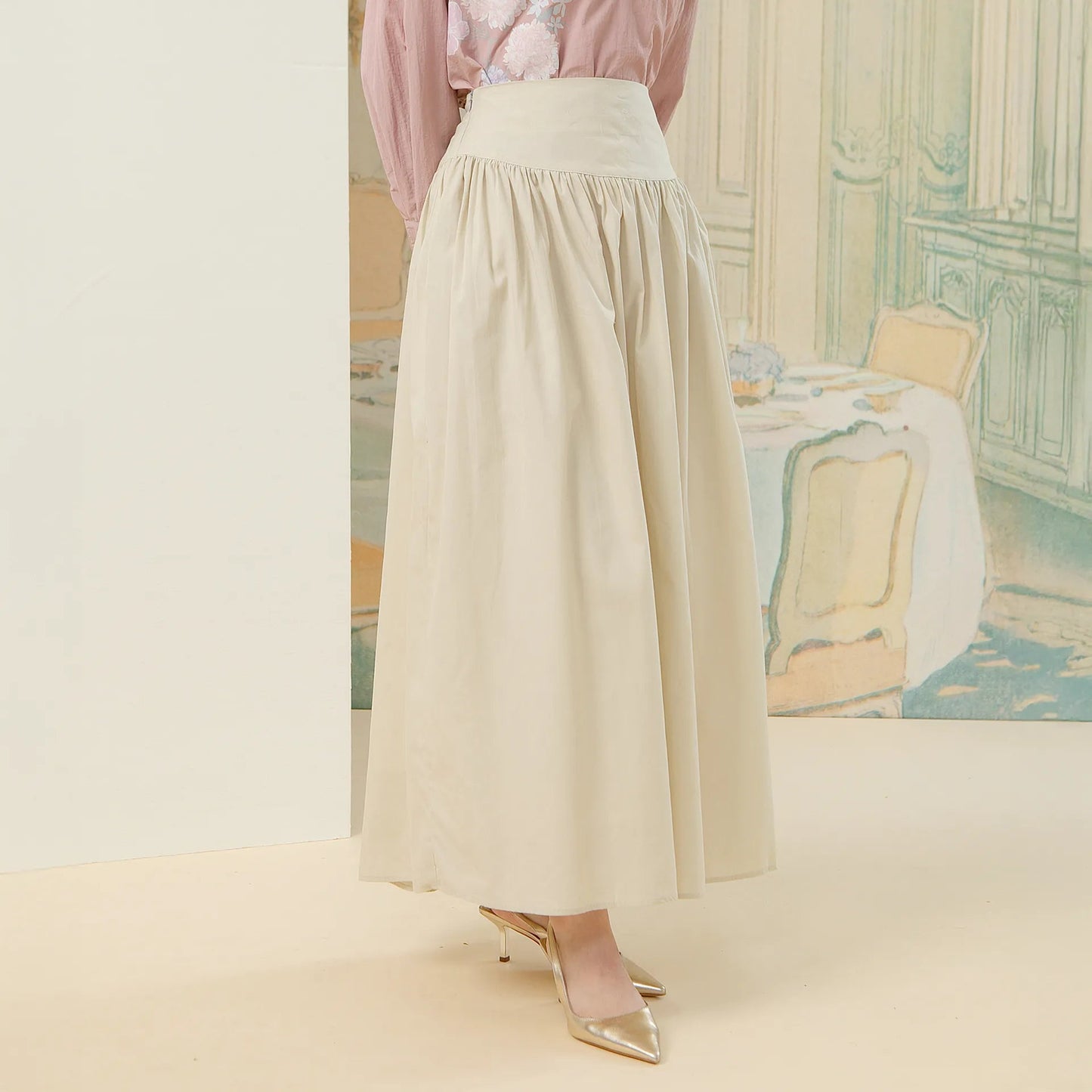 Farra Skirt - Rok Katun A-Line Ban Pinggang | HijabChic