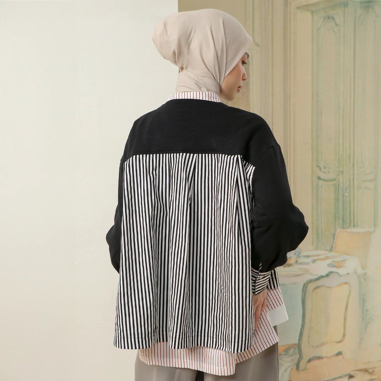 Fleur Outerwear - Outer Katun Knit Stripe | HijabChic