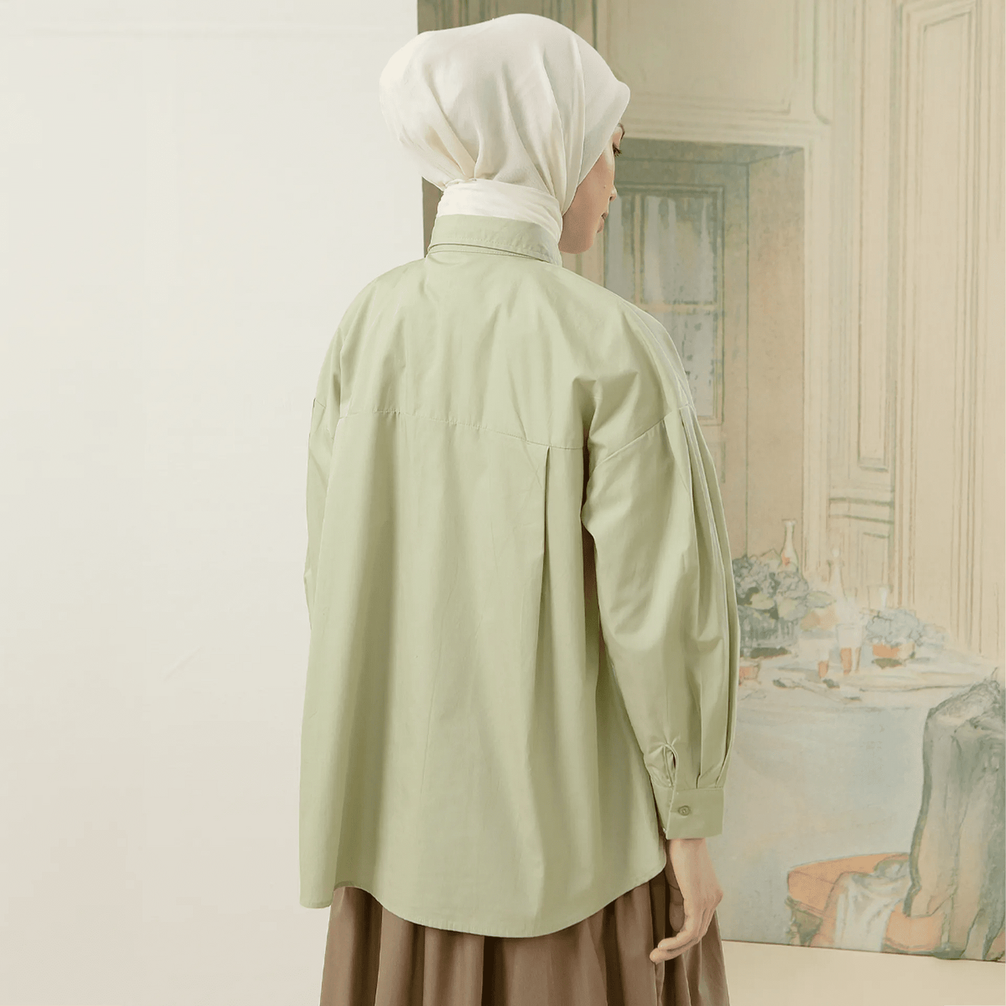 Laya Top - Kemeja Katun Bordir Two Tone Color | HijabChic