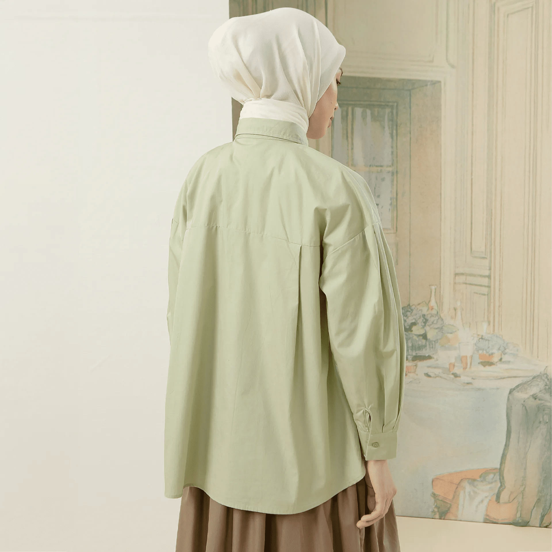 Laya Top - Kemeja Katun Bordir Two Tone Color | HijabChic