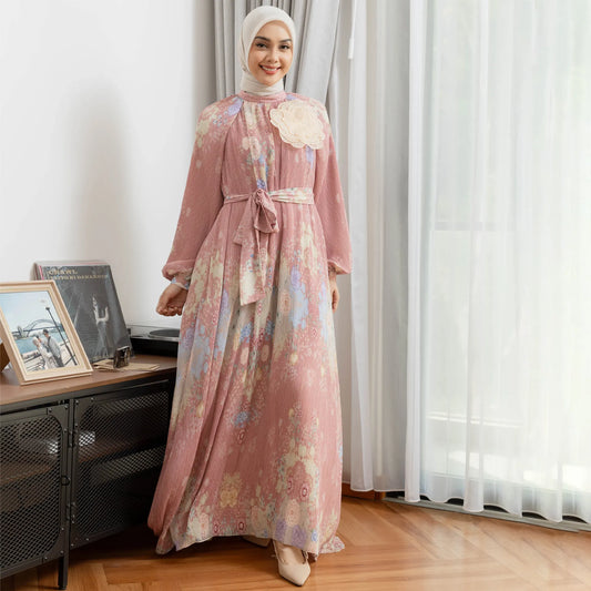 Layluma Dusty Peach Dress (HijabChic x Tiqasya)