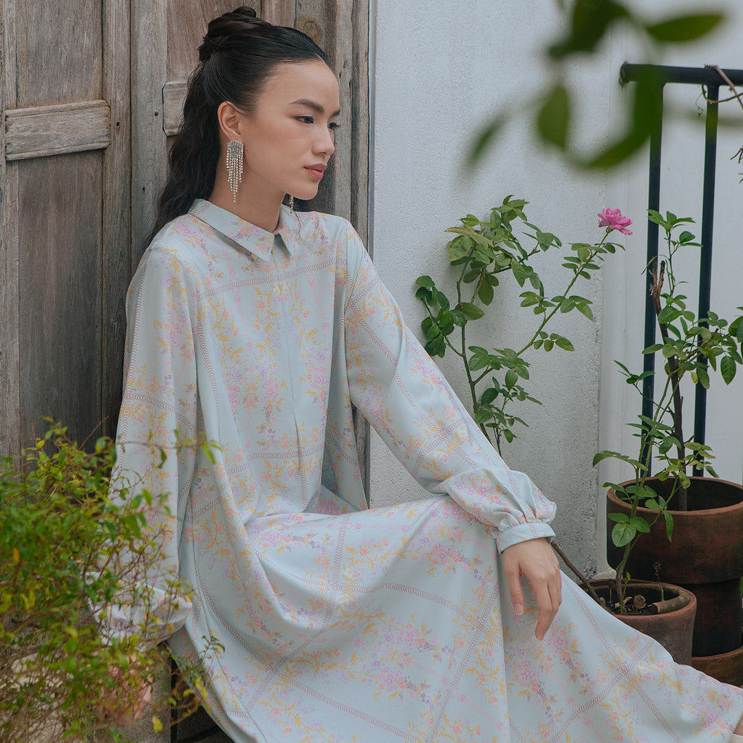 Melvena Dress Mist Blue