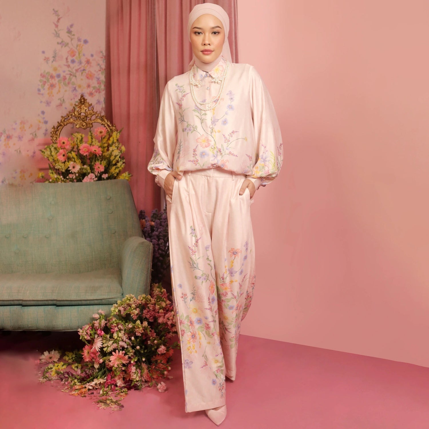 Preena Flora Botanica Pink Pants | HijabChic