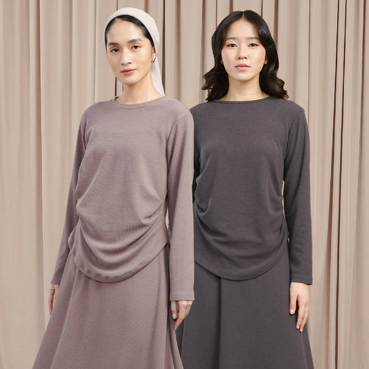 Luna Top - Atasan Knit Pinggang Karet Bervolume | HijabChic