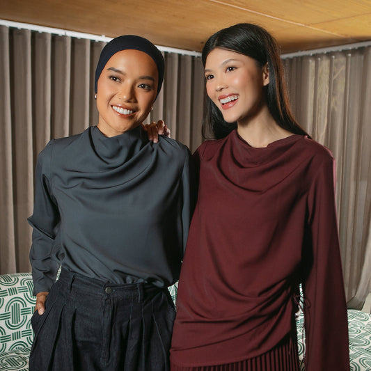 Rebecca Top (HijabChic x Nabillasyal) - Blouse Wollpeach Premium Kerah Layer | HijabChic