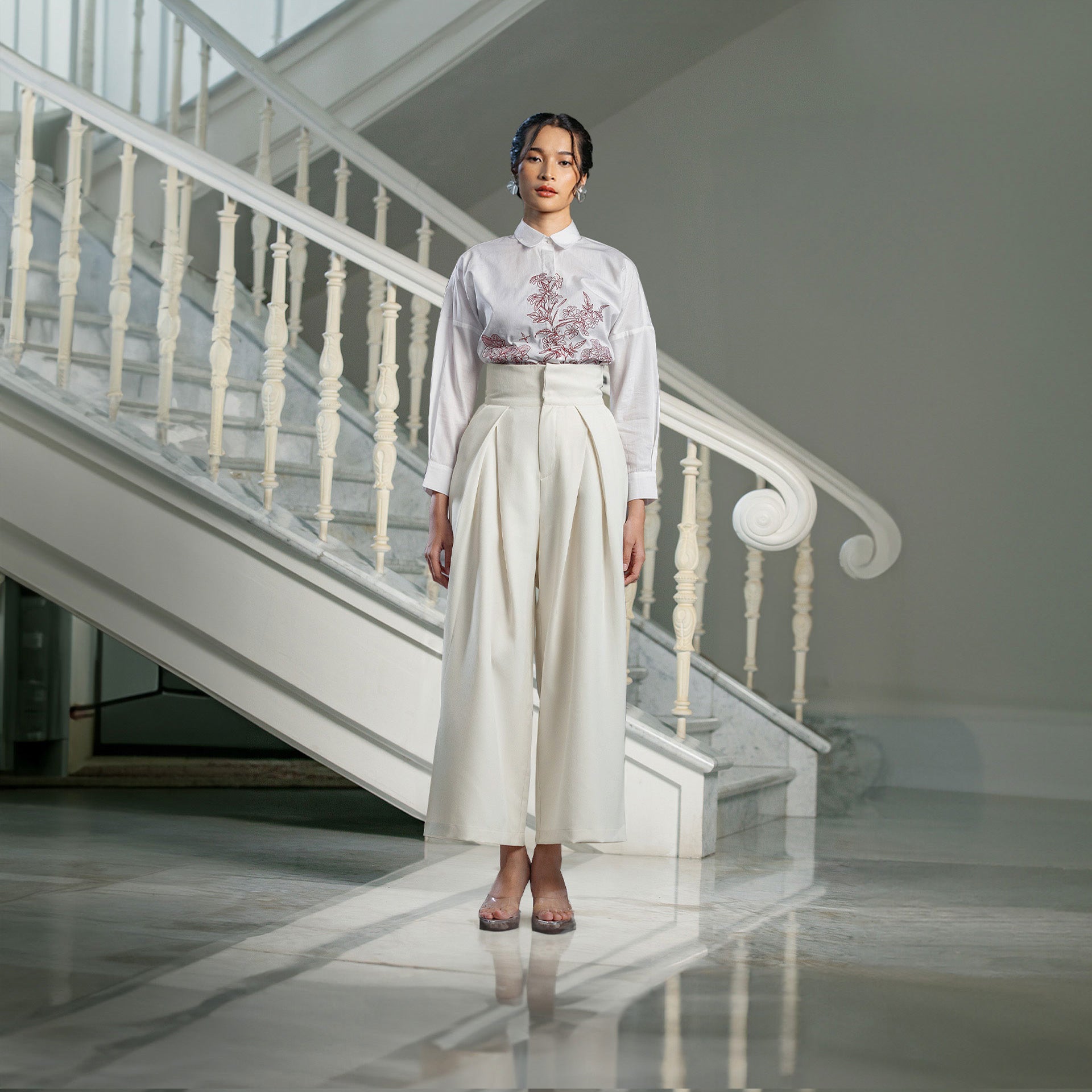 Sekar Beige Pants - Celana Loose Ban Tinggi