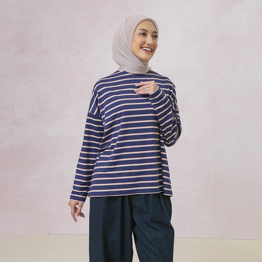 Ulyani Dark Blue Stripe Tops