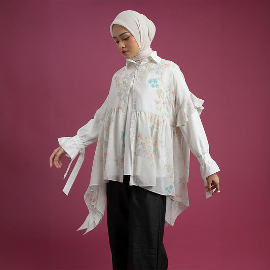 Ilona Outer - Outer Motif Bunga Ruffles