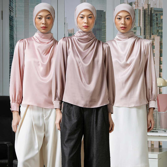 Sania Drapping Top - Blouse Satin Drape Elegan