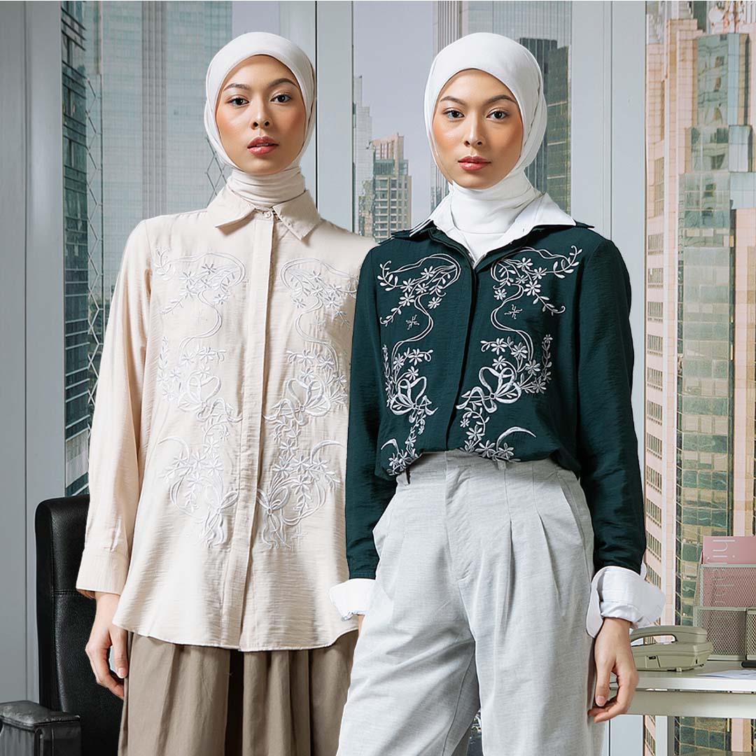 Sarae Embroidery Top - Kemeja Rayon Bordir Bunga