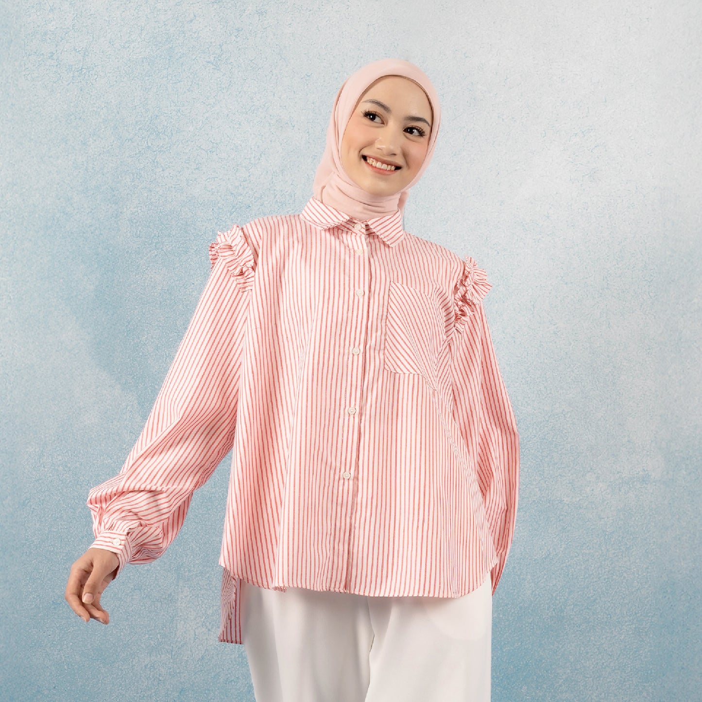 Agista Red and White Stripe Top