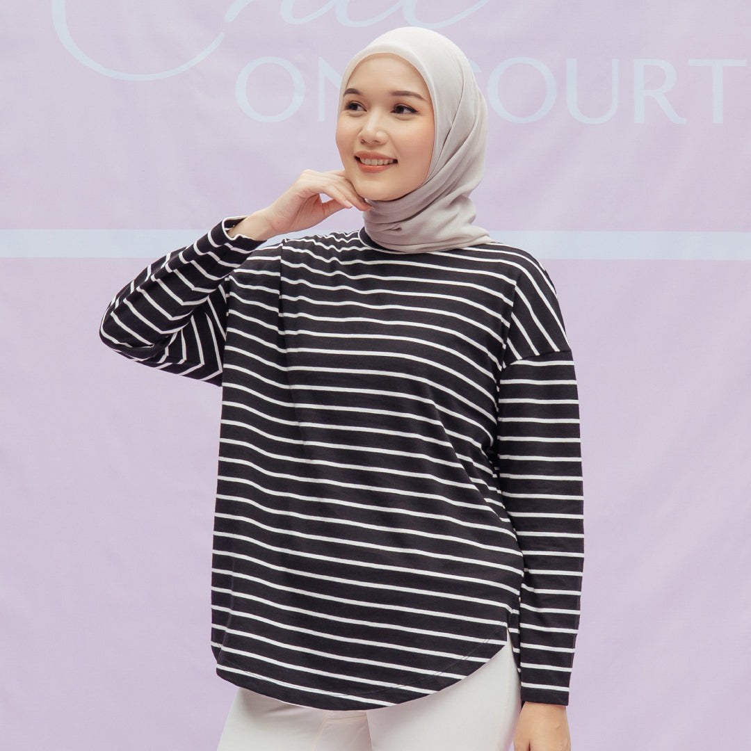 Mayumi Black and White Stripe Tops
