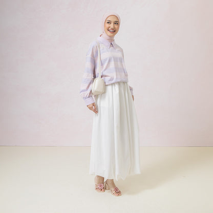Damia Lilac Pink Top - Kaos Stripe Combed Lembut