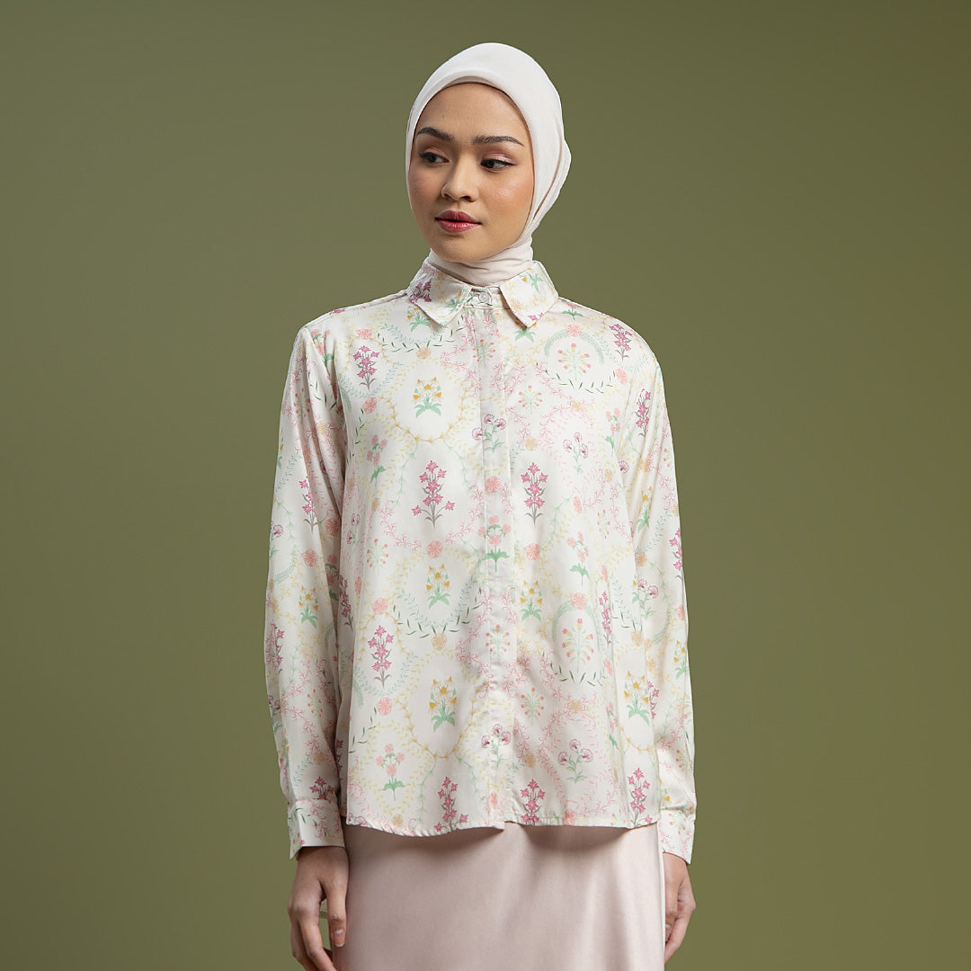 Liliana Top - Kemeja Motif Bunga Elegan