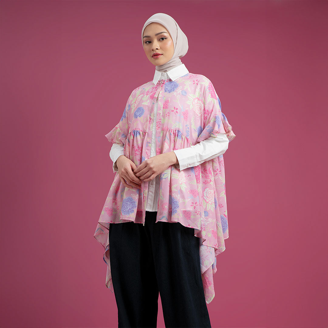Ilona Outer - Outer Motif Bunga Ruffles