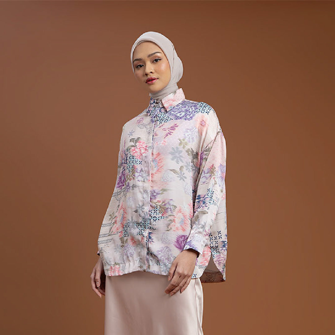 Dalene Top - Kemeja Motif Bunga Elegan