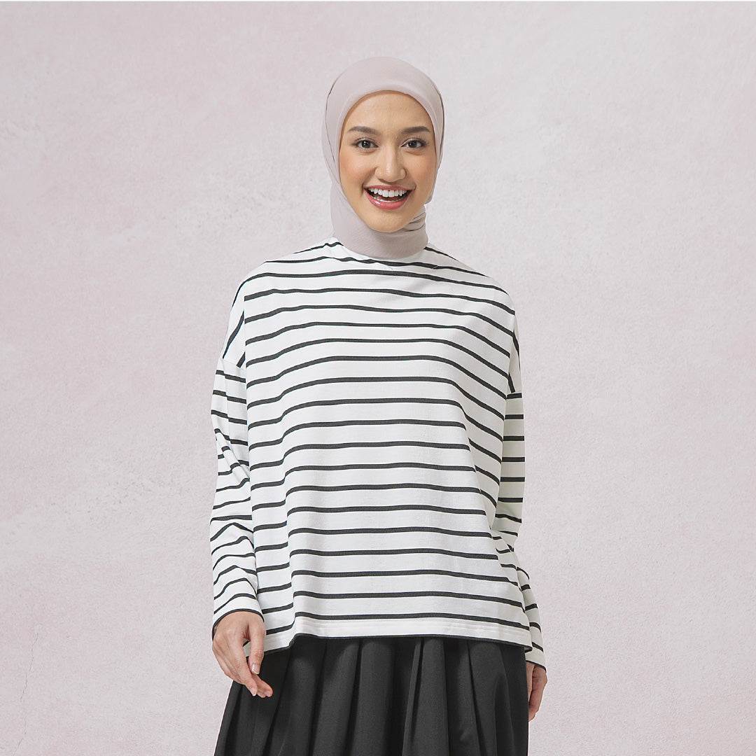 Ulyani Black and White Stripe Tops