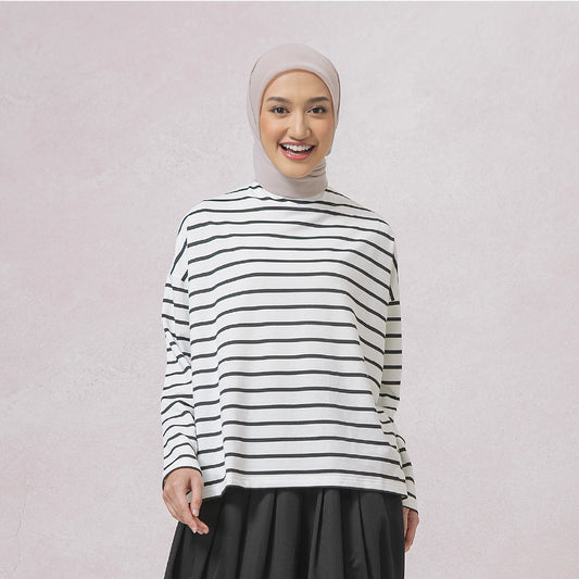 Ulyani Black and White Stripe Tops