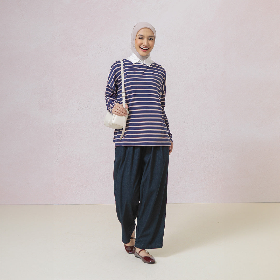 Ulyani Dark Blue Stripe Tops