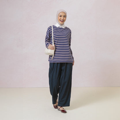 Ulyani Dark Blue Stripe Tops