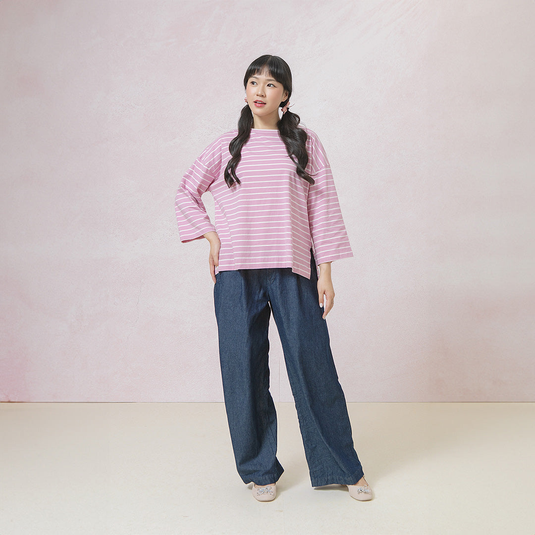 Megumi Dusty Pink Stripe Tops