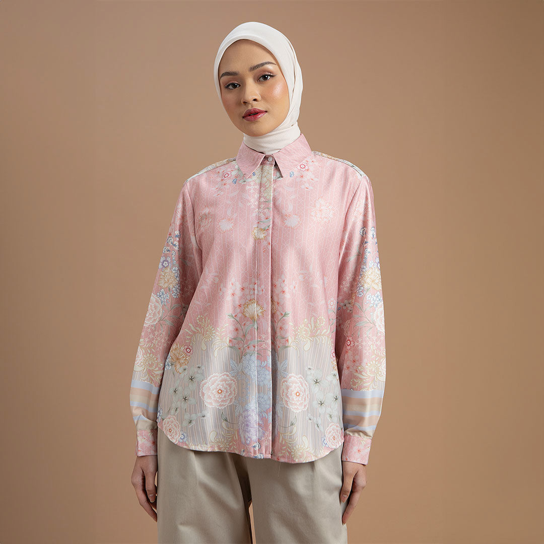 Athena Top - Kemeja Motif Bunga Elegan