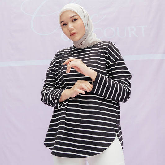 Mayumi Black and White Stripe Tops