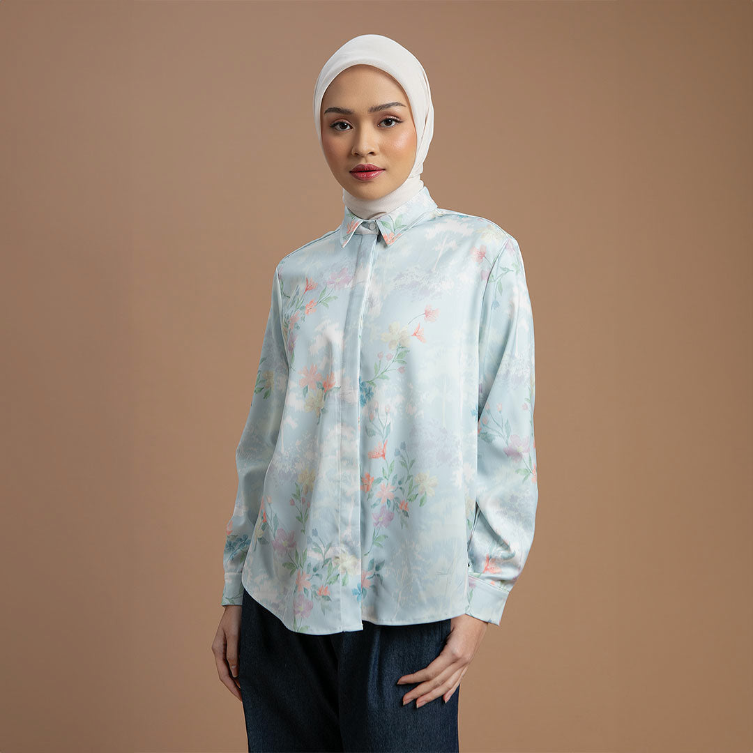 Athena Top - Kemeja Motif Bunga Elegan