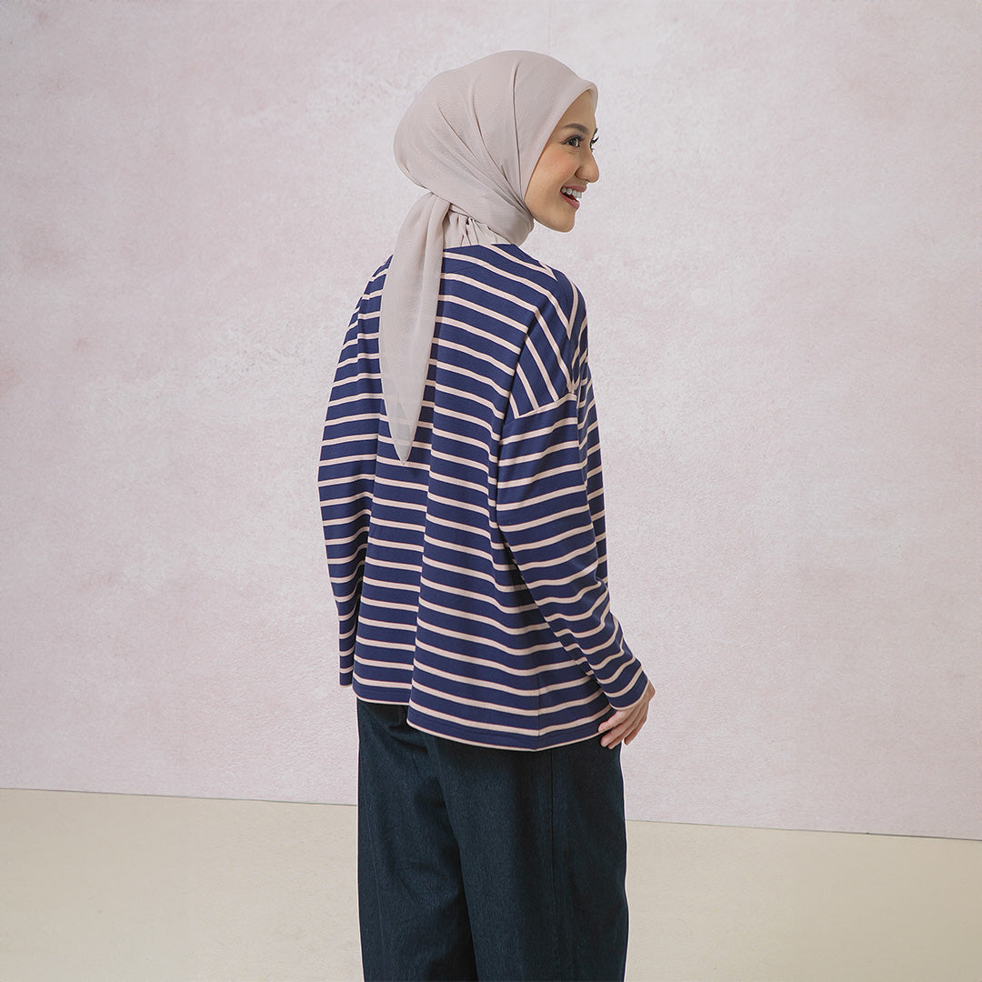 Ulyani Dark Blue Stripe Tops