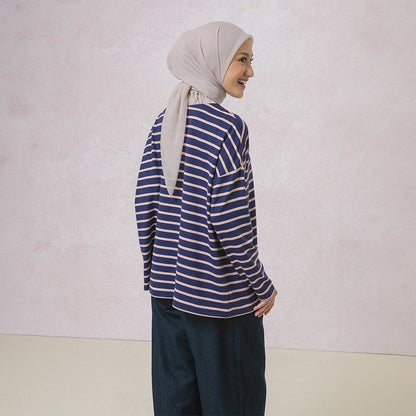 Ulyani Dark Blue Stripe Tops
