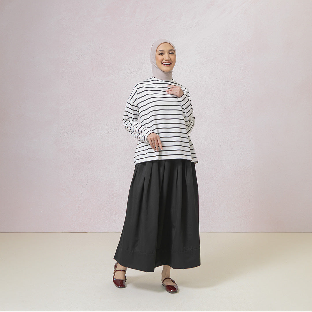 Ulyani Black and White Stripe Tops