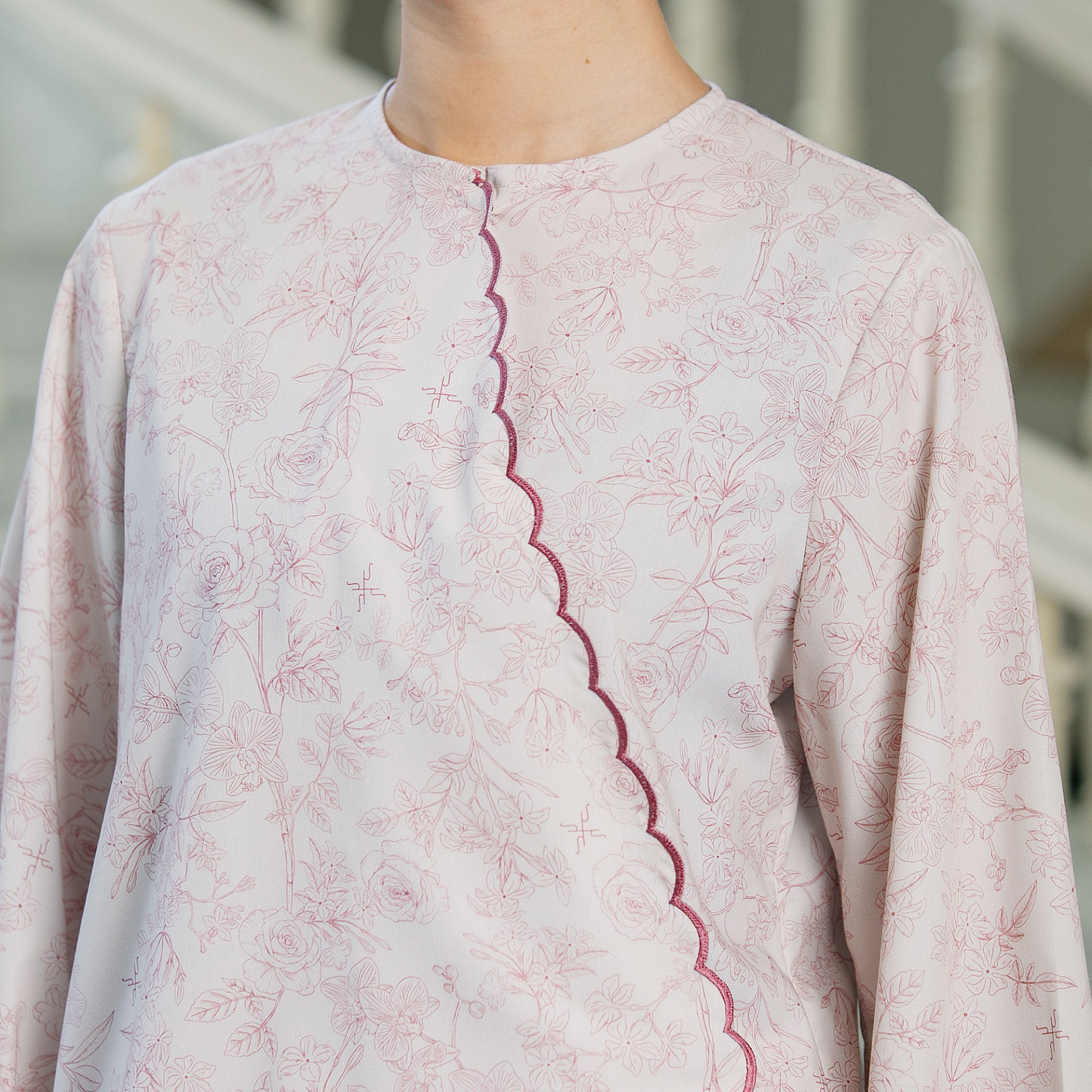 Ranum Pink Top - Baju Katun Motif Bunga Bordir