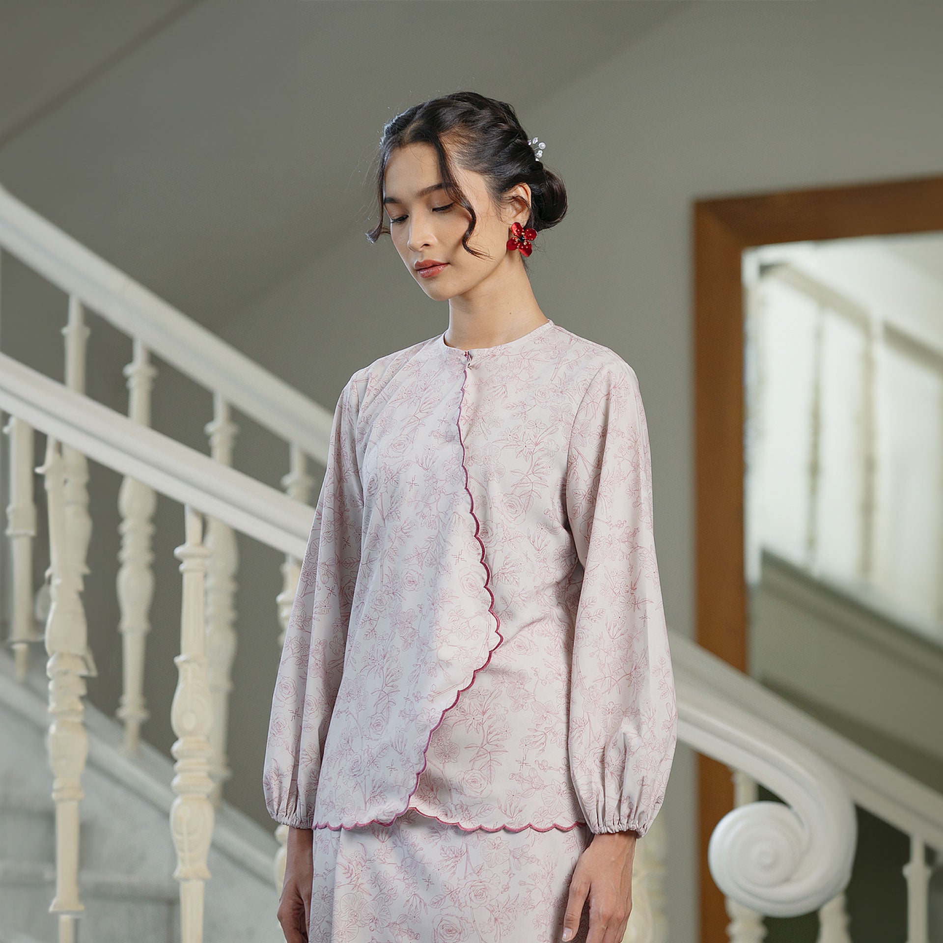 Ranum Pink Top - Baju Katun Motif Bunga Bordir
