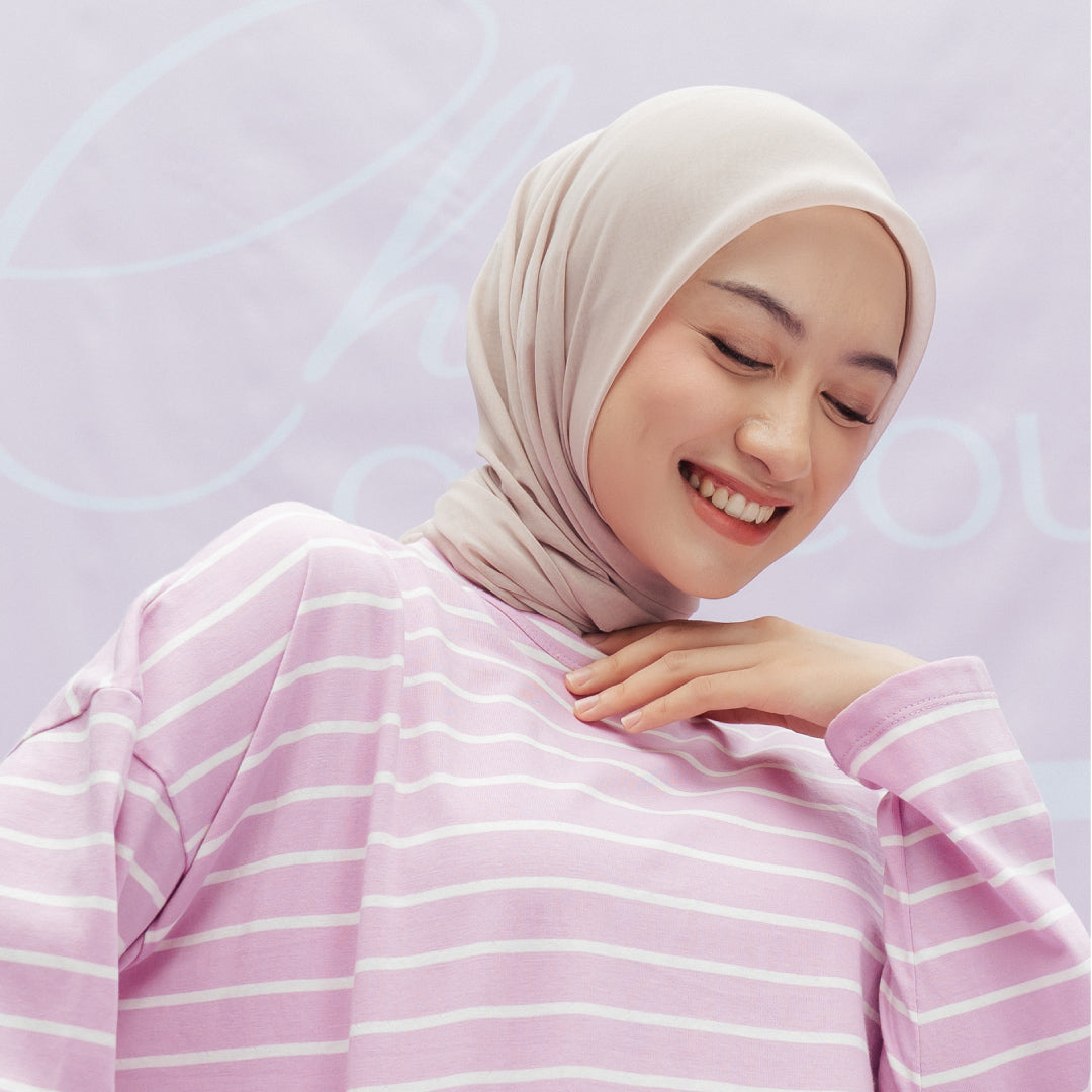 Mayumi Dusty Pink White Stripe Tops