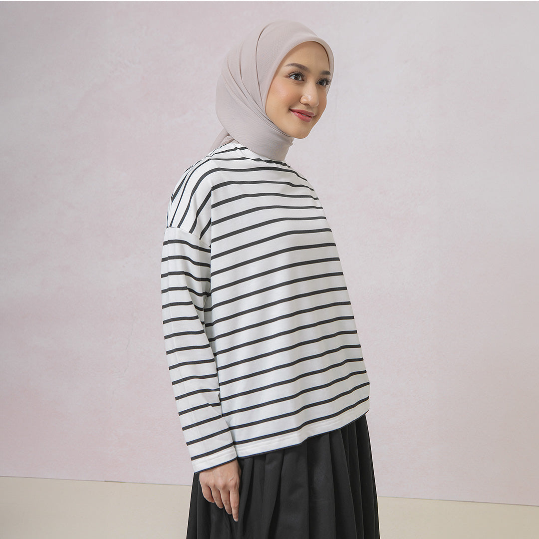 Ulyani Black and White Stripe Tops