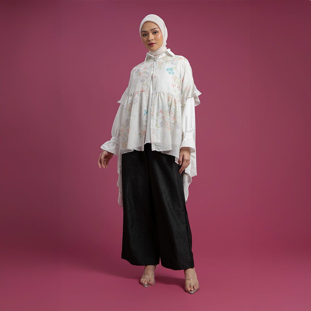 Ilona Outer - Outer Motif Bunga Ruffles