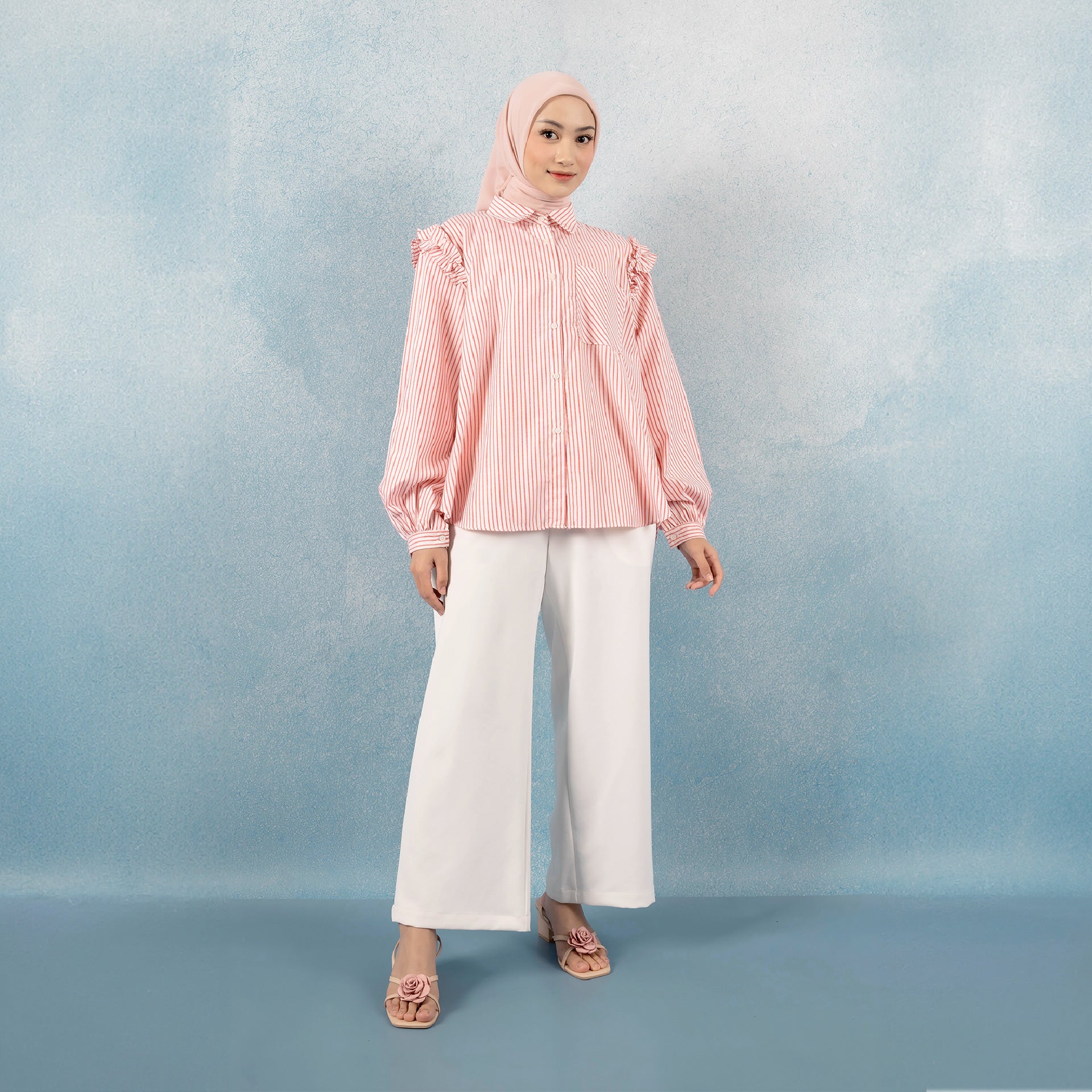 Agista Red and White Stripe Top
