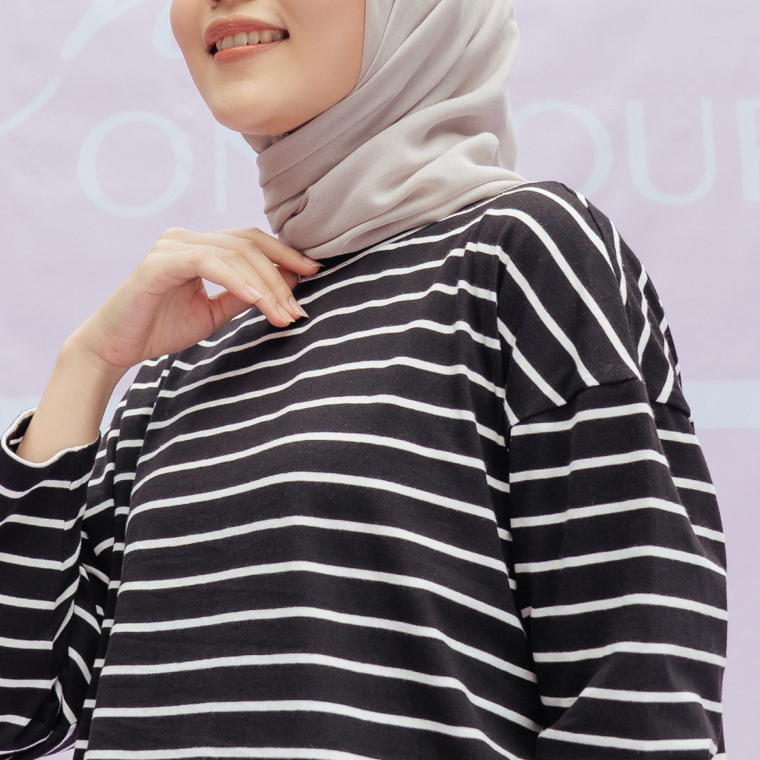 Mayumi Black and White Stripe Tops