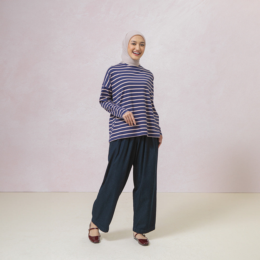 Ulyani Dark Blue Stripe Tops