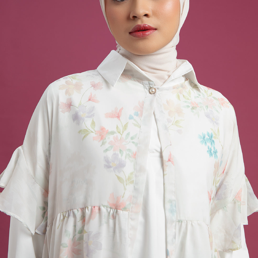 Ilona Outer - Outer Motif Bunga Ruffles