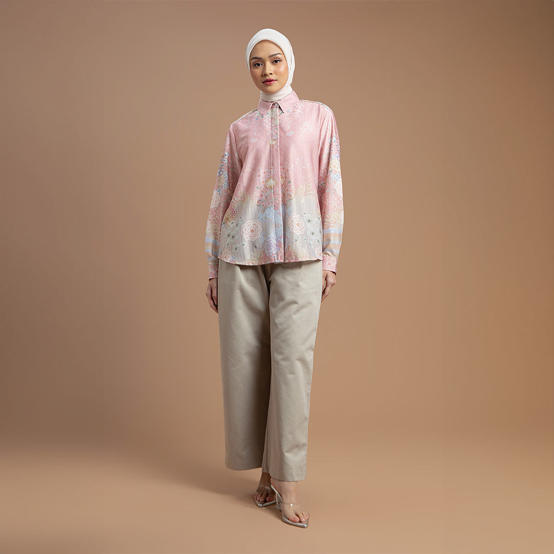 Athena Top - Kemeja Motif Bunga Elegan