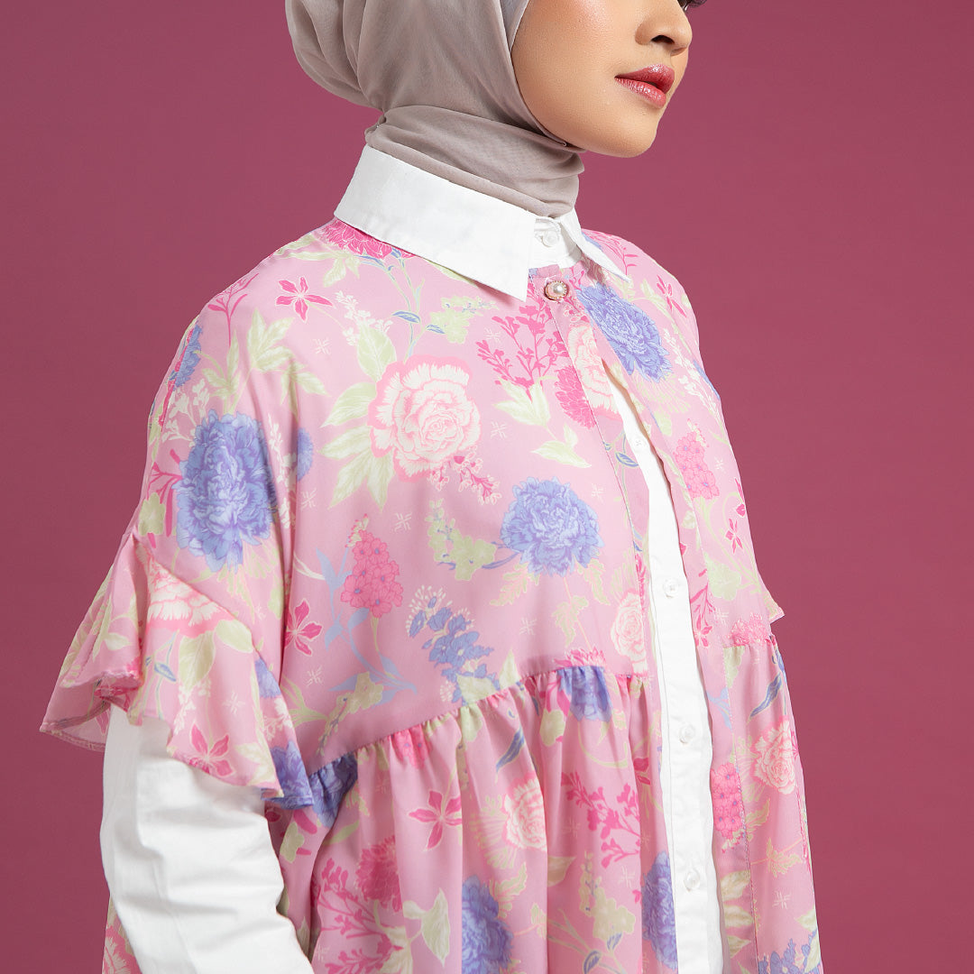 Ilona Outer - Outer Motif Bunga Ruffles