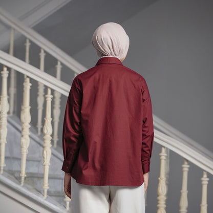 Nirmala Top - Kemeja Katun Bordir Bunga