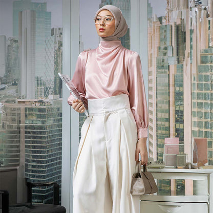 Sania Drapping Top - Blouse Satin Drape Elegan