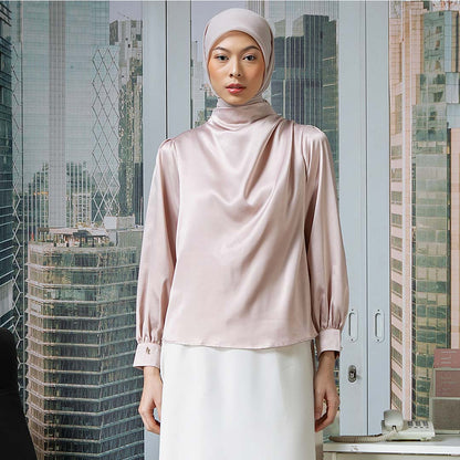 Sania Drapping Top - Blouse Satin Drape Elegan