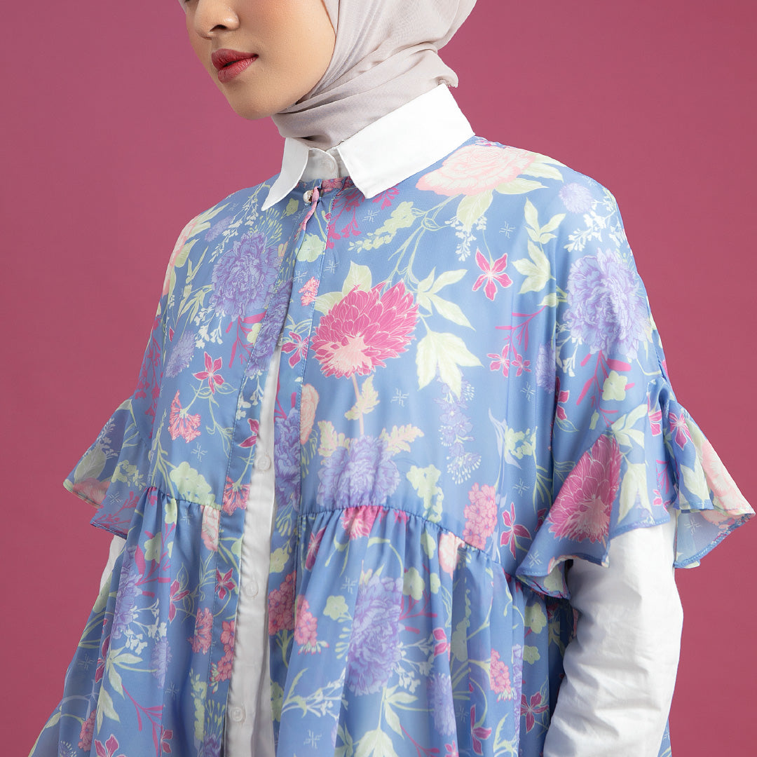Ilona Outer - Outer Motif Bunga Ruffles