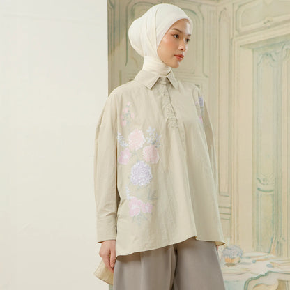 Alera Top - Kemeja Parachute Sablon Bunga
